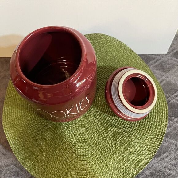 Rae Dunn ceramic Burgundy “Cookies” cookie jar NWOT - Picture 5 of 9